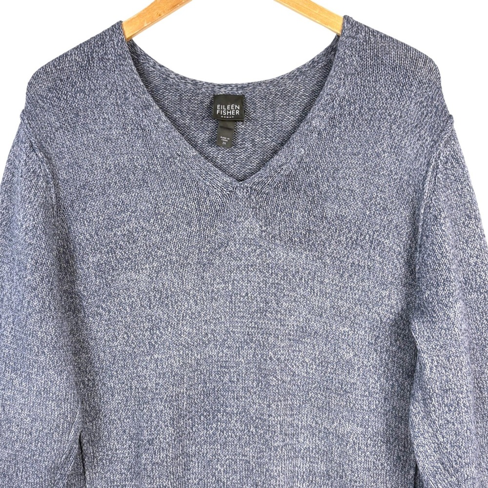 Eileen Fisher Long Sleeve Silk/Cotton Sweater Top 2X Blue Lagenlook Coastal - Picture 4 of 11